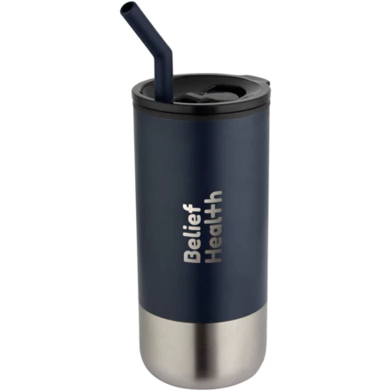 Grayson izolowany kubek z certyfikatem RCS z recyklingu o pojemności 480 ml z silikonową słomką (NPC-10091855)