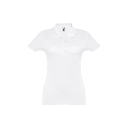THC EVE WH. Kurzarm-Poloshirt mit Gürtel für Damen aus kardierter Baumwolle (NPS-30134-106-S)