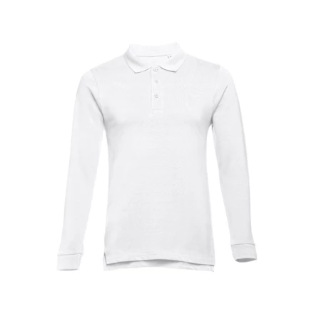 THC BERN WH. Men's long-sleeved 100% cotton piqué polo shirt with removable label (NPS-30140-106-S)
