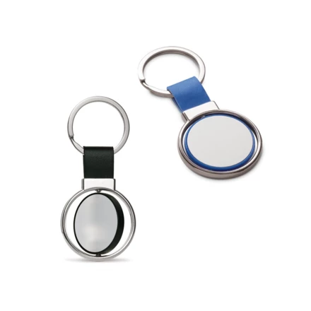 ALBRIGHT. Metal and PU keyring suitable for customisation by doming (NPS-93177-104)