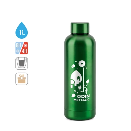 ODIN METTALIC. Butelka z 90% stali nierdzewnej pochodzącej z recyklingu 550 mL (NPS-94288-127)