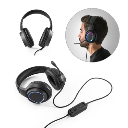Thorne Headset RGB. ABS gaming headphones with 2m cable, microphone and RGB LED lights (NPS-97135-103)