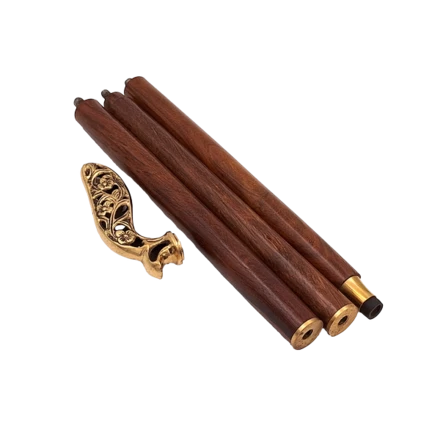 Składana Drewniana Laska z bogato zdobioną rączką - DNU-014A (NMT-321650)