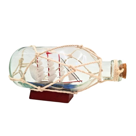 Rafandynka - Statek w butelce na podstawie drewnianej – S2036B (NMT-322848)