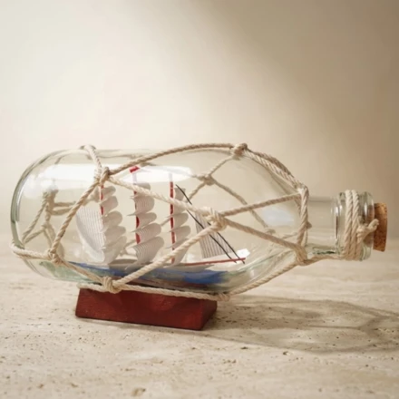 Rafandynka - Statek w butelce na podstawie drewnianej – S2036B (NMT-322848)