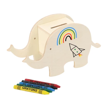 Drewniana skarbonka "zwierzątko" do kolorowania, kredki (NAX-VA761-17)
