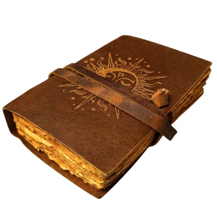 Notes Skórzany Vintage 200 stron - Słońce i Księżyc - Skóra bawola – H038 (NMT-323753)