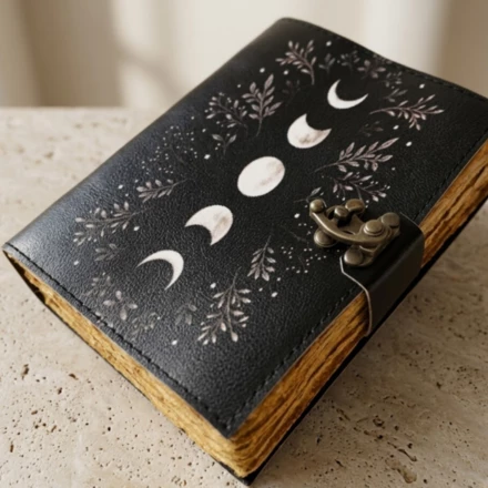 Notes Skórzany Retro z Fazami Księżyca – skóra kozia, 200 stron, papier 150 GSM – H080 (NMT-323784)