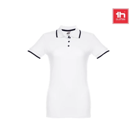THC ROME WOMEN WH. Zweifarbiges Baumwoll-Poloshirt für Damen (NPS-30138-106-S)