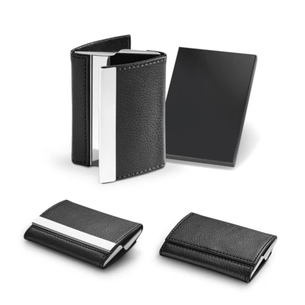 LONE. Double card holder in metal and PU (NPS-93318-103)