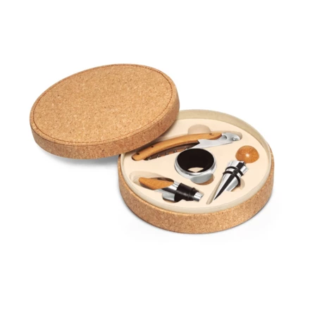 MORETO. 4-częściowy zestaw do wina wykonany z bambusa, stali nierdzewnej i tworzywa ABS (NPS-94119-160)