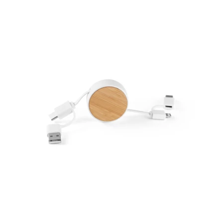 RUBINS. Zwijany kabel USB 6 w 1 z ABS pochodzącego z recyklingu (100% rABS) i bambusa (NPS-97091-106)