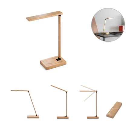 MOREY. Folding desk lamp with 15W superfast wireless charger in bamboo (NPS-97122-160)