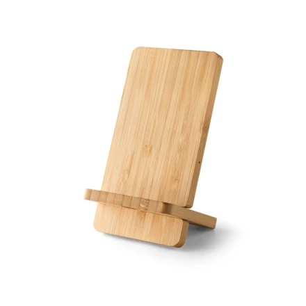 LANGE. Smartphone holder with 15W fast wireless charger in bamboo (NPS-97132-160)