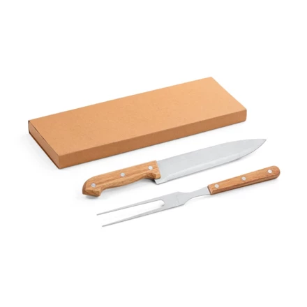 SALSA. Dwuczęściowy zestaw do grillowania ze stali nierdzewnej i bambusa (NPS-54139-160)