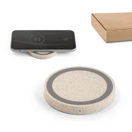 CUVIER. 15W wireless charger in recycled ABS (65% rABS) and wheat straw fiber (35%) (NPS-97929-160)