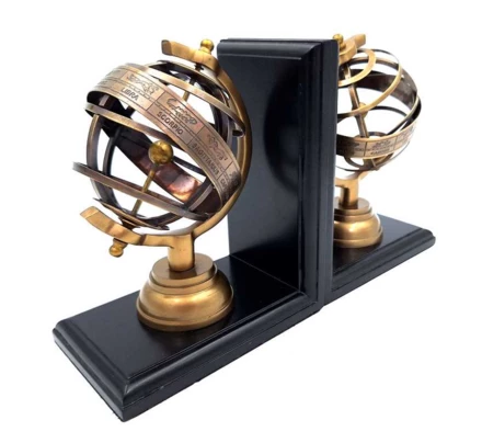 Bookend - astrolabia na drewnianej podstawie – elegancka dekoracja - NI2404 (NMT-320530)