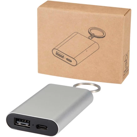 Arcturus powerbank o pojemności 2000 mAh z recyklingowanego aluminium z brelokiem (NPC-12451781)