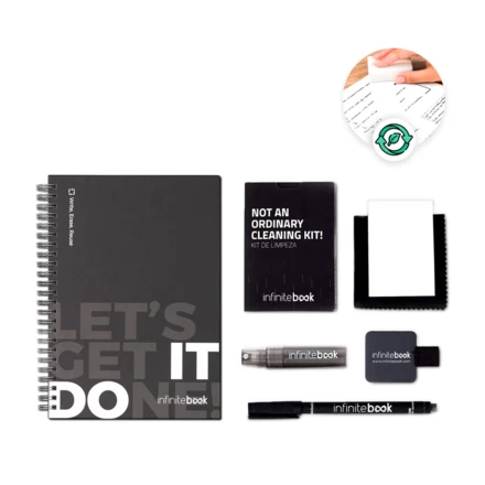 STARTER KIT INFINITEBOOK. Zestaw „Infinitebook” w twardej oprawie, 1 zestaw do czyszczenia, 1 marker i 1 uchwyt na długopis (NPS-33211-103)