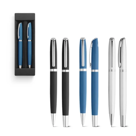 RE-LANDO-SET. Tintenroller und Kugelschreiber mit Gehäuse aus Recyceltes Aluminium (100% rAL) (NPS-91778-103)