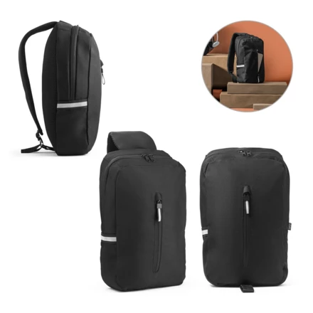DELFOS. 300D recycled polyester and 600D recycled polyester single strap backpack, with 210D recycled polyester lining (NPS-92191-103)