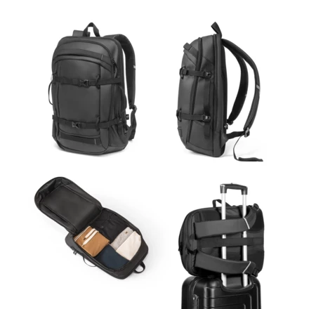 KAMPALA. Plecak na laptopa wykonany z poliestru 900D o wysokiej gęstości z recyklingu, z wodoodporną powłoką i podszewką z poliestru 210D z recyklingu 17'3