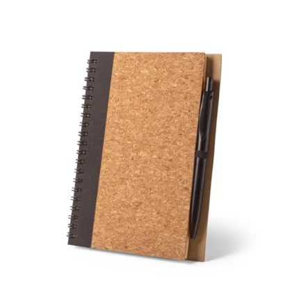 VICENTE. B6 notebook in cork and recycled polyester (100% rPET) with ballpoint pen (NPS-93285-103)