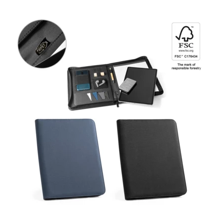 EMERGE FOLDER. Teczka A4 poliestru pochodzącego (100% rPET) 300D z zamkiem błyskawicznym (NPS-93579-103)