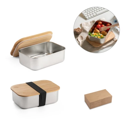 SHINO. Lunch Box. Stainless steel lunch box with bamboo lid (NPS-94025-160)