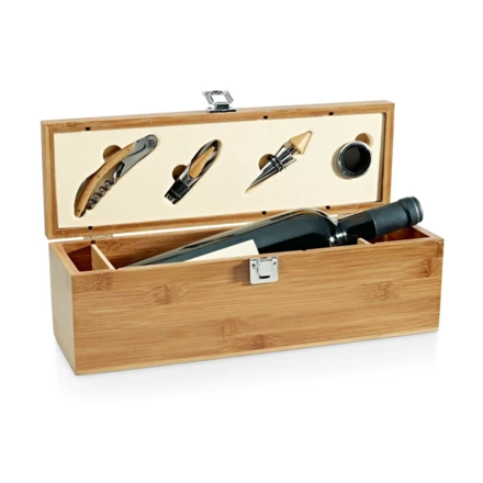 SYRAH. Zestaw do wina wykonany z bambusa, ABS i stali nierdzewnej (NPS-94189-160)