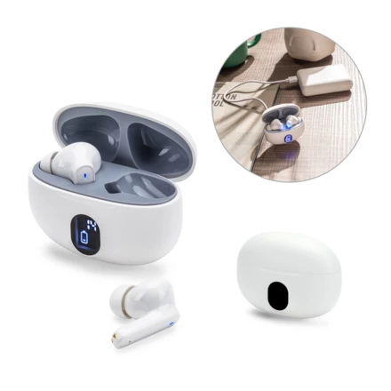 CAETANO. Bezprzewodowe słuchawki douszne z 4-godzinnym czasem pracy na baterii w ABS pochodzącego z recyklingu (100% rABS) (NPS-97188-106)