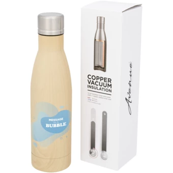 Vasa butelka z powierzchnią imitującą drewno oraz miedzianą izolacją próżniową o pojemności 500 ml (NPC-10051500)