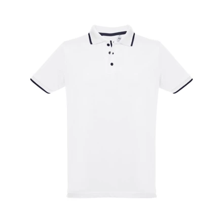 THC ROME WH. Zweifarbiges Baumwoll-Poloshirt für Männer. Weiße Farbe (NPS-30136-106-XXL)