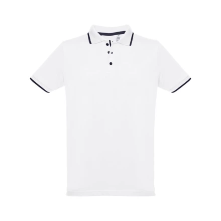 THC ROME WH. Zweifarbiges Baumwoll-Poloshirt für Männer. Weiße Farbe (NPS-30136-106-XXL)