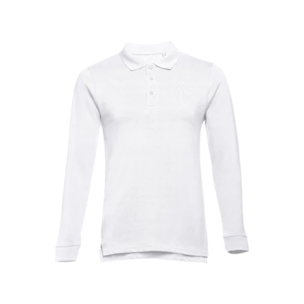 THC BERN WH. Men's long-sleeved 100% cotton piqué polo shirt with removable label (NPS-30140-106-S)