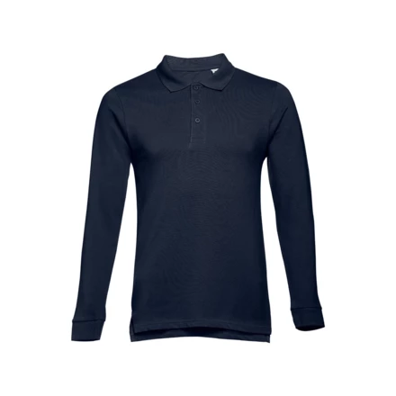 THC BERN. Men's long-sleeved 100% cotton piqué polo shirt with removable label (NPS-30141-104-S)