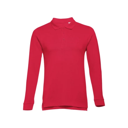 THC BERN. Men's long-sleeved 100% cotton piqué polo shirt with removable label (NPS-30141-105-L)