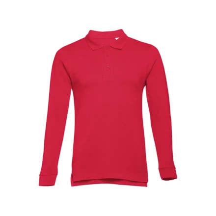 THC BERN. Men's long-sleeved 100% cotton piqué polo shirt with removable label (NPS-30141-105-S)