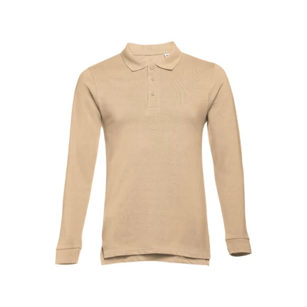 THC BERN. Men's long-sleeved 100% cotton piqué polo shirt with removable label (NPS-30141-111-M)