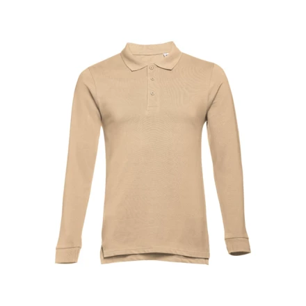 THC BERN. Men's long-sleeved 100% cotton piqué polo shirt with removable label (NPS-30141-111-S)