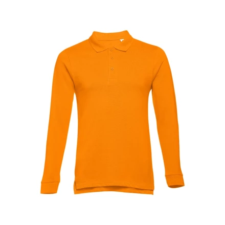 THC BERN. Men's long-sleeved 100% cotton piqué polo shirt with removable label (NPS-30141-128-M)