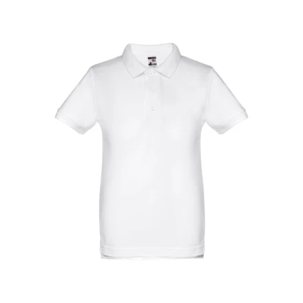 THC ADAM KIDS WH. Kids short-sleeved 100% cotton piqué polo shirt unisex). White (NPS-30172-106-12)