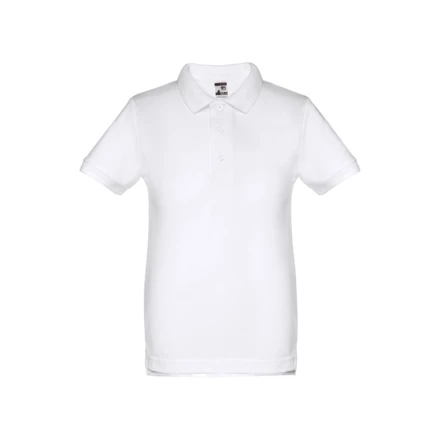 THC ADAM KIDS WH. Kids short-sleeved 100% cotton piqué polo shirt unisex). White (NPS-30172-106-12)
