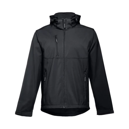 THC ZAGREB. Men's softshell jacket with detachable hood and rounded back hem (NPS-30180-103-XL)