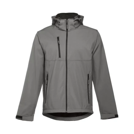 THC ZAGREB. Men's softshell jacket with detachable hood and rounded back hem (NPS-30180-113-S)