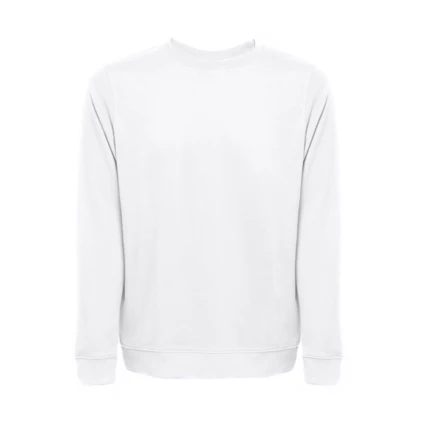 THC COLOMBO WH. Unisex sweatshirt in Italian with ribbed collar, cuffs and waistband. White (NPS-30265-106-3XL)