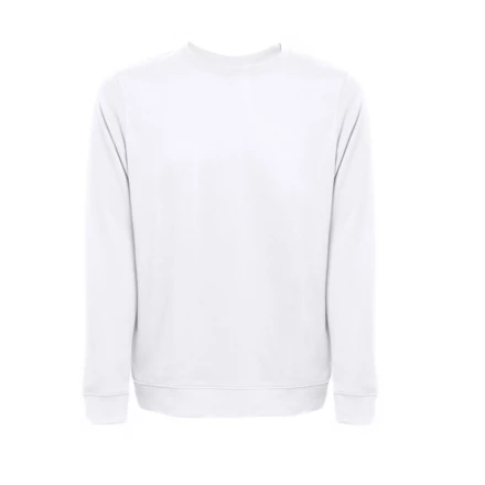 THC COLOMBO WH. Unisex sweatshirt in Italian with ribbed collar, cuffs and waistband. White (NPS-30265-106-3XL)