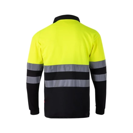 VL VULCAN. Dwukolorowa koszulka polo w ptasie oczy (160 g/m²) z długimi rękawami, z poliestru (100%) (NPS-36067-203-2XL)