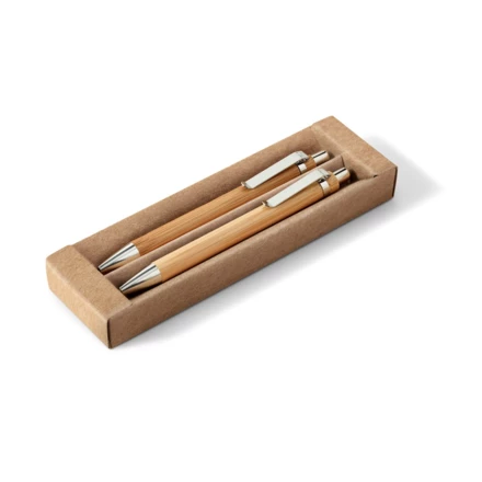 GREENY. Ball pen and mechanical pencil set in bamboo (NPS-81162-160)