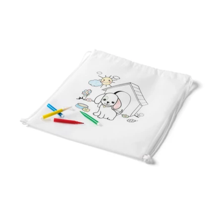 DRAWS. Kinder-Kordelbeutel zum Ausmalen (80 g/m²) (NPS-92619-106)